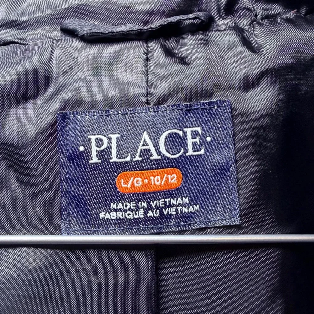 The Childrens Place Kids Black‎ Hooded Puffer Jacket Size L 10/12 Quilted Coat